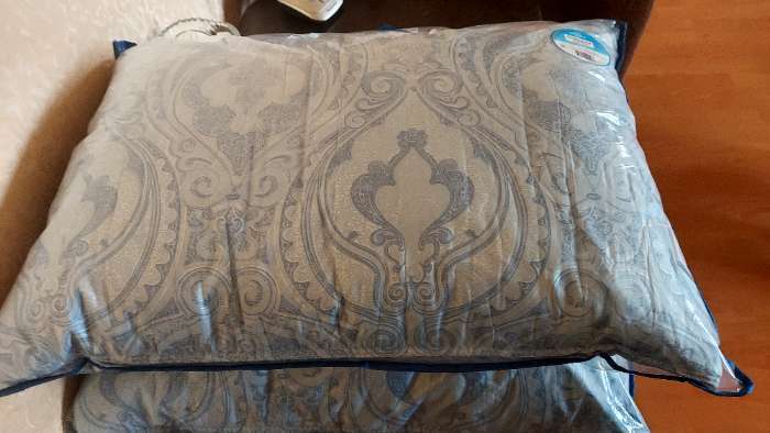 Фотография покупателя товара Подушка стёганная 50×70 см, бамбуковое волокно, ткань тик - Фото 1