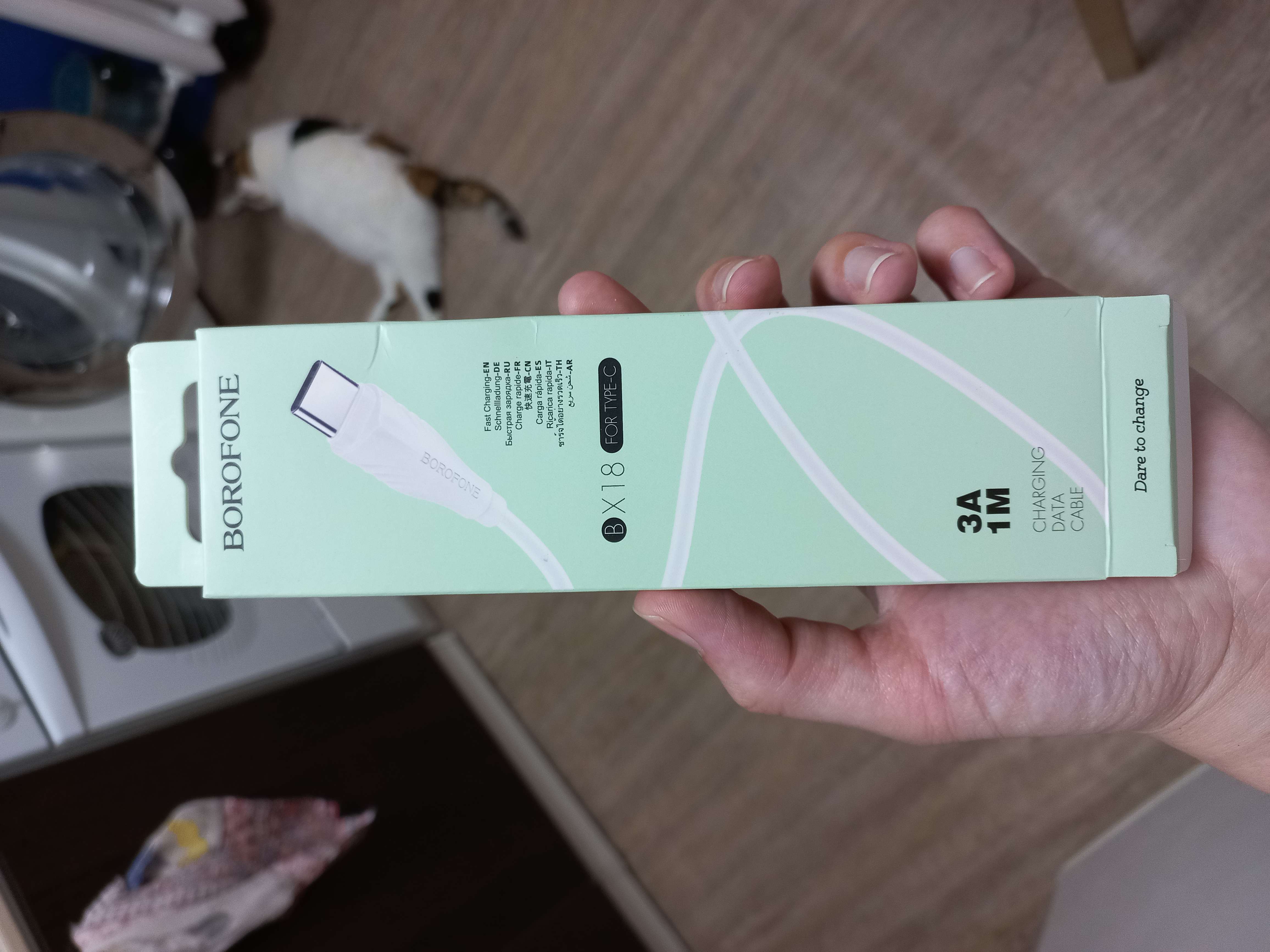 Фотография покупателя товара Кабель Borofone BX18, Type-C - USB, 3 А, 1 м, PVC оплётка, белый - Фото 1