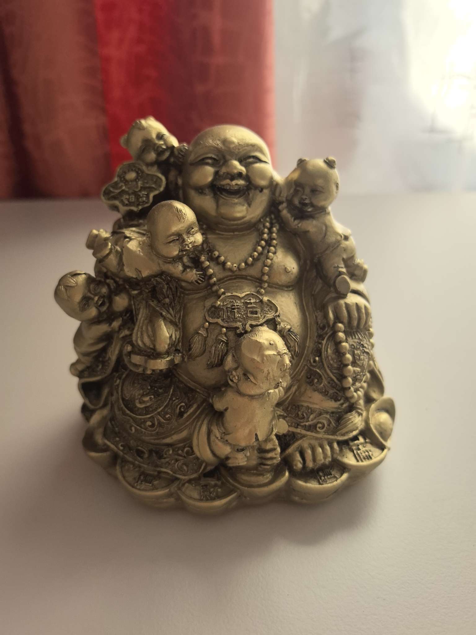 Фотография покупателя товара Нэцкэ «Хотей с детьми», полистоун под бронзу, 10.8×10×9.5 см - Фото 1