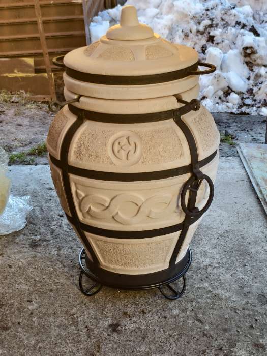 Фотография покупателя товара Тандыр «Сармат Есаул», h=82 см, d=54 см, 81 кг, 8 шампуров, кочерга, совок, керамика - Фото 5