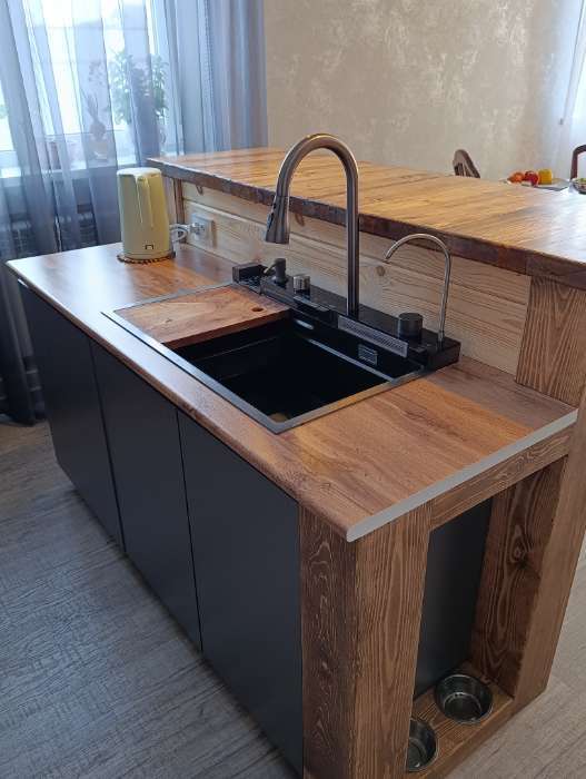 Фотография покупателя товара Кухонный гарнитур угловой в потолок «Виктория», 3000×1600 мм, цвет графит/дуб крафт - Фото 9