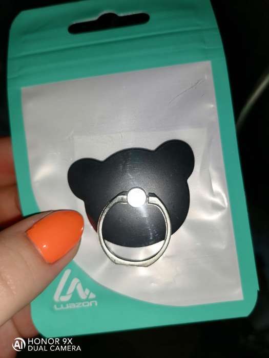 Фотография покупателя товара Держатель-подставка с кольцом для телефона Luazon, в форме "Мишки", чёрный - Фото 17