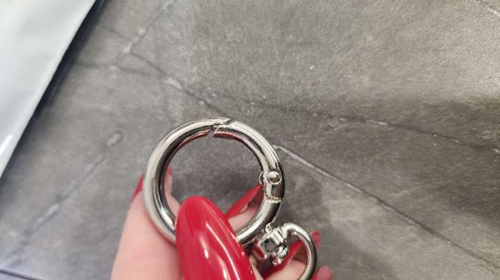 Фотография покупателя товара Кольцо-карабин, 39 мм, d=27/19 мм, толщина - 4 мм, с креплением 9×2.2 мм, 5 шт., цвет серебряный - Фото 5