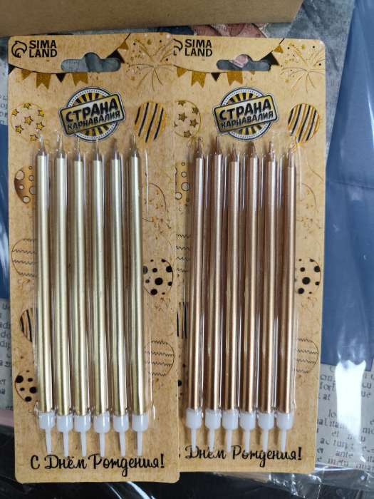 Фотография покупателя товара Свечи в торт «Ройс», 6 шт., высокие, 13 см, серебристый металлик - Фото 55