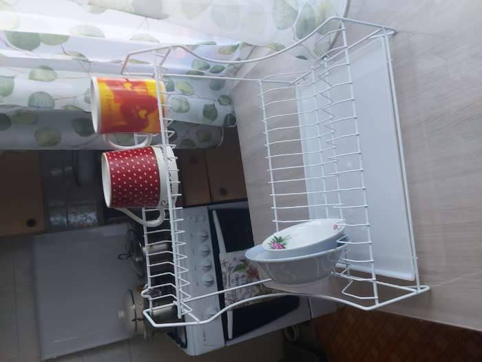 Фотография покупателя товара Сушилка для посуды с поддоном 2-х ярусная, настольно-настенная, 39.5×25×38 см, хром - Фото 1