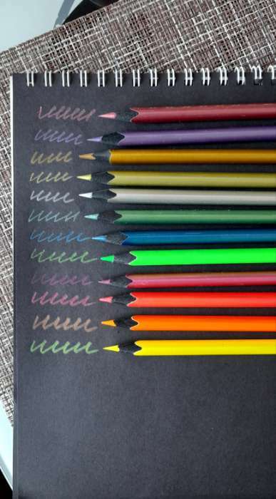 Фотография покупателя товара Карандаши 12 цветов для рисования на черной бумаге, deVENTE Cosmo. Trio (4 неоновый + 8 металлик), 3М, диаметр грифеля 3 мм, трёхгранные, в картонной коробке - Фото 3