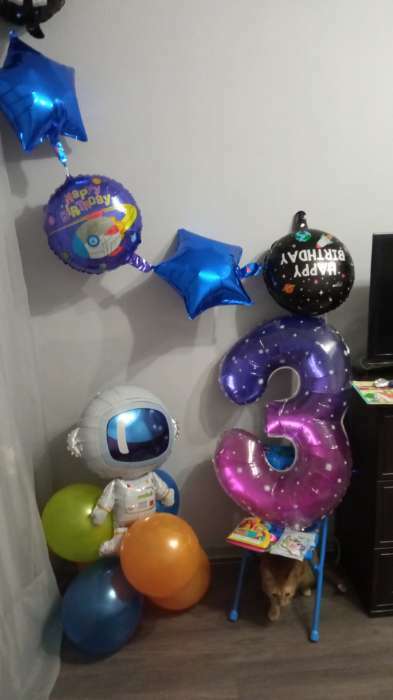 Фотография покупателя товара Букет из шаров «День рождения – космос. 3 года», фольга, латекс, набор 7 шт. - Фото 6