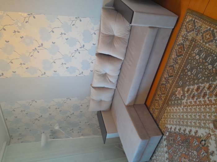 Фотография покупателя товара Диван угловой «Атланта лайт», левый угол, механизм еврокнижка, микровельвет, цвет бежевый - Фото 1