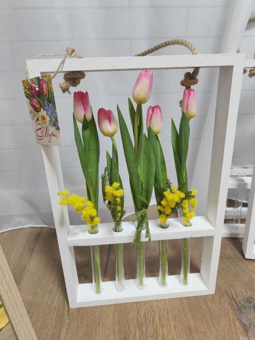 Фотография покупателя товара Подарочный ящик «Рамка», 26×4×40 см, деревянный, 5 колб, белый - Фото 1