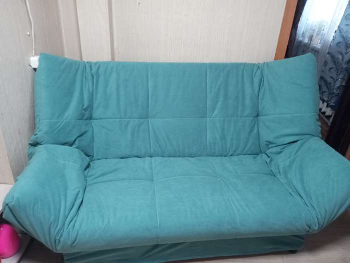 Фотография покупателя товара Диван прямой «Джакарта», механизм клик - кляк, велюр, цвет оранжевый - Фото 1