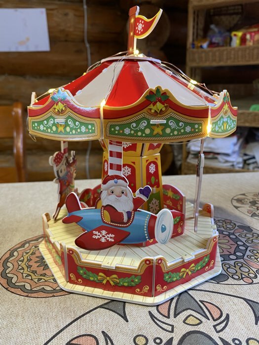 Фотография покупателя товара Конструктор 3D «Весёлая карусель», с гирляндой, 36 деталей