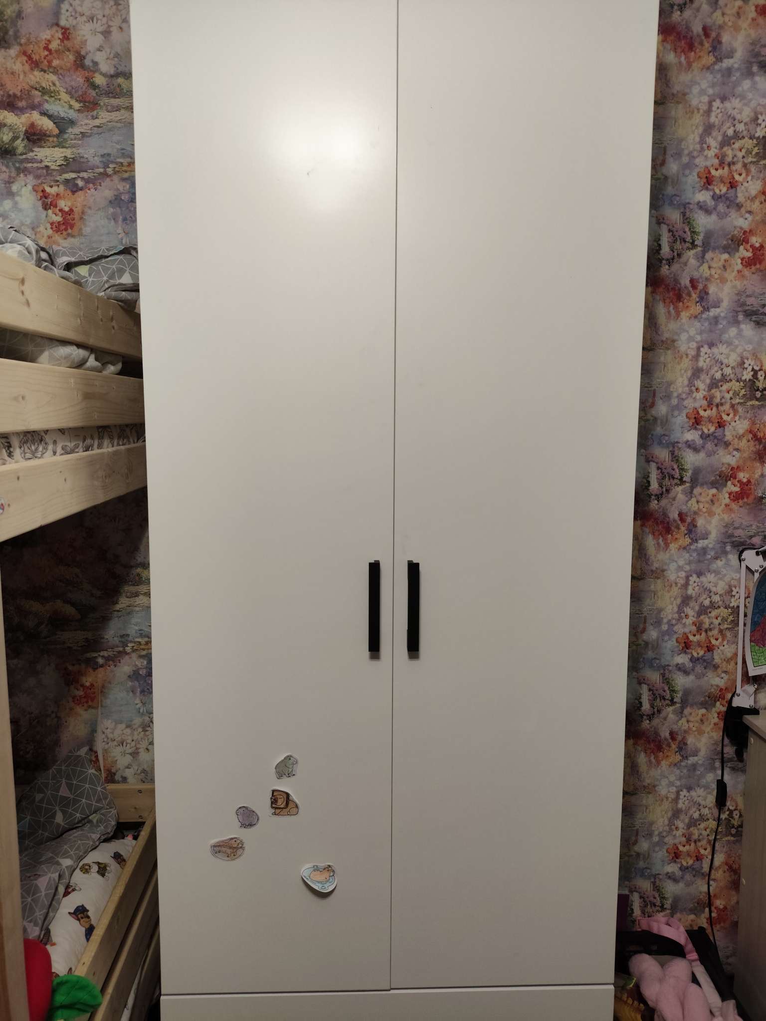 Фотография покупателя товара Шкаф прямой двухстворчатый «Дуэт», 2 ящика, 800×480×2200 мм, цвет белый гладкий