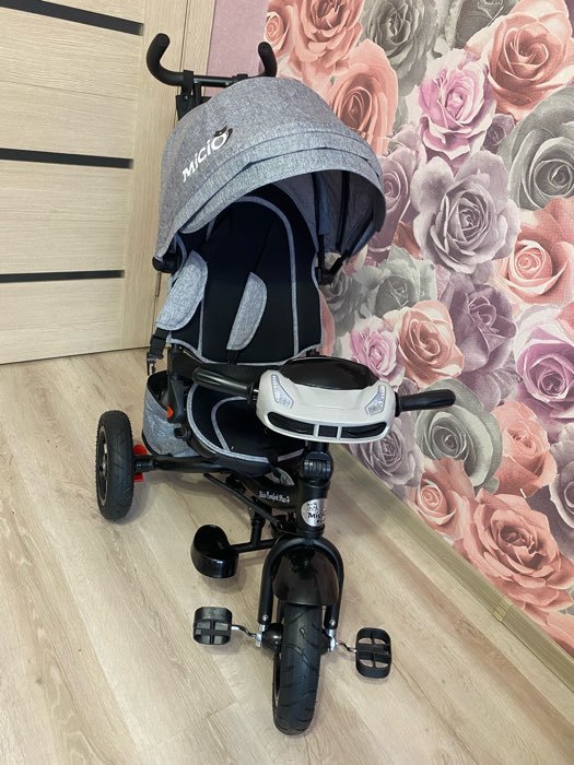 Фотография покупателя товара Велосипед трёхколёсный Micio Comfort Plus, надувные колёса 12"/10", цвет серый