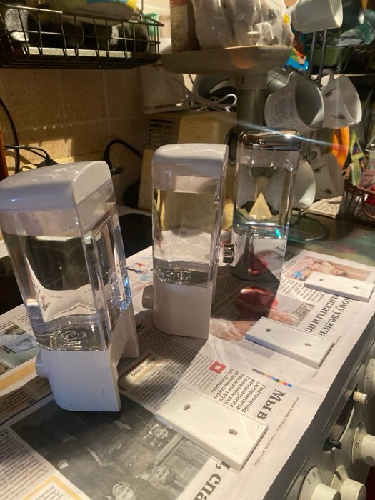 Фотография покупателя товара Диспенсер для жидкого мыла SAVANNA, механический, 500 мл, белый - Фото 5