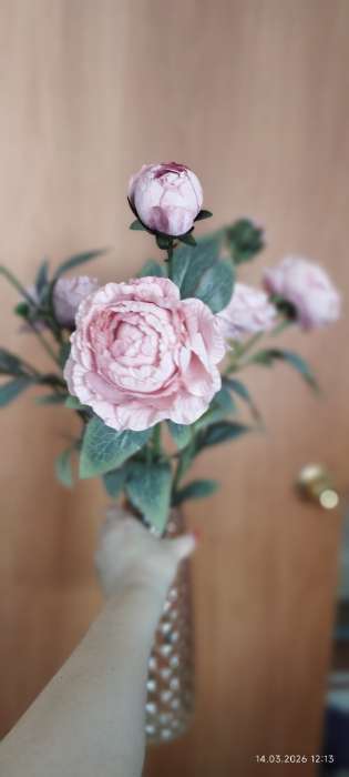 Фотография покупателя товара Цветы искусственные «Пион Эльза», h=64 см, d=10 см, белые - Фото 1