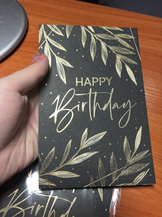 Фотография покупателя товара Открытка на черном крафте Happy Birthday, 10×15 см - Фото 2