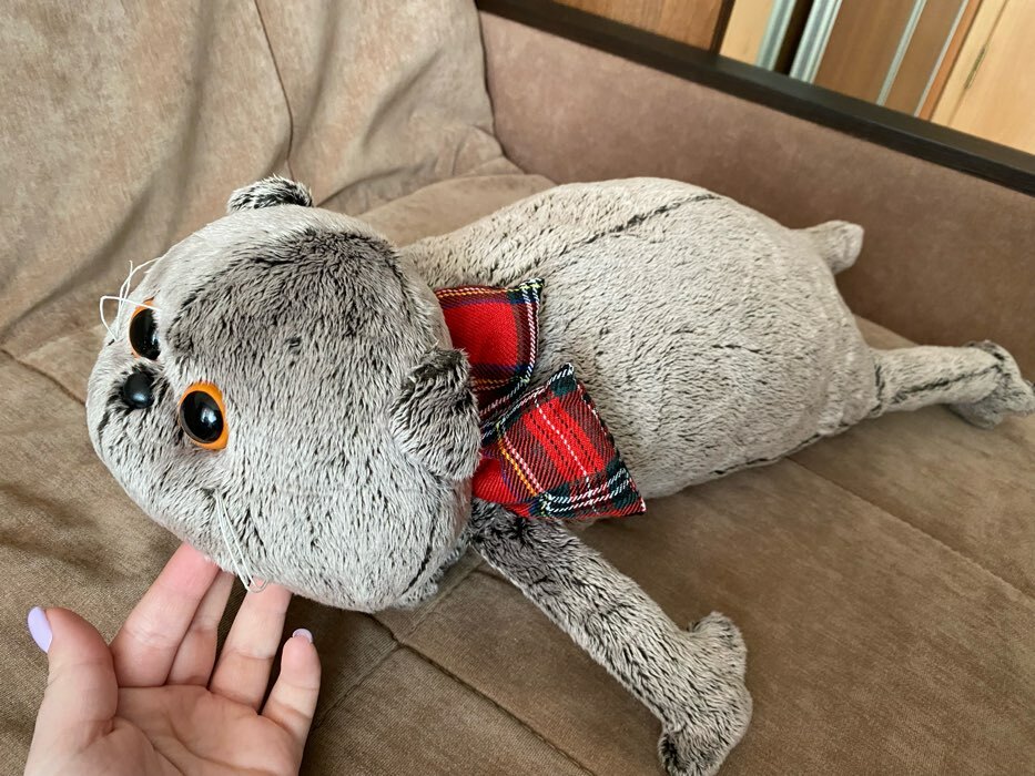 Фотография покупателя товара Мягкая игрушка-подушка «Кот», цвет серый, 40 см - Фото 2