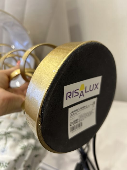 Фотография покупателя товара Настольная лампа с абажуром RISALUX «Малави», Е27, 40 Вт, золото, фигурное основание, 28×28×54 см - Фото 3