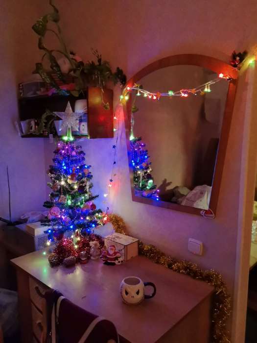 Фотография покупателя товара Гирлянда «Конский хвост» 10 нитей по 1 м, IP20, серебристая нить, 100 LED, 2 режима, от батареек АА×3, свечение мульти - Фото 1