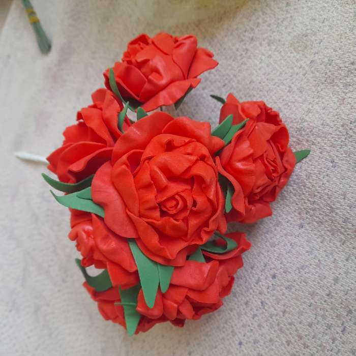 Фотография покупателя товара Букет невесты «Объёмный цветок», 7 цветков, белый - Фото 1