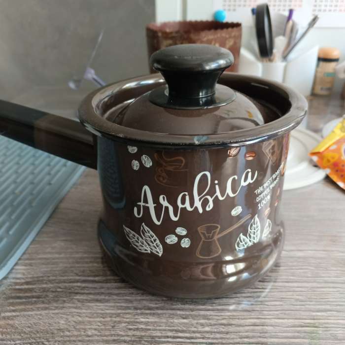 Фотография покупателя товара УЦЕНКА Ковш, 1 л, без крышки, коричневый - Фото 2