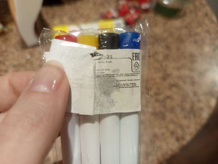 Фотография покупателя товара Маркер пищевой 2-х сторонний, набор 4 цвета (Красный, синий, жёлтый, чёрный) - Фото 17