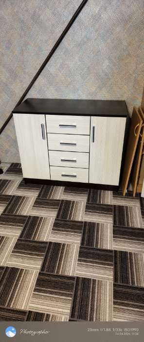 Фотография покупателя товара Комод для хранения «Эра. К1000-2Д», 4 ящика, 2 дверцы, 1000×430×830 мм, цвет венге/лоредо - Фото 6