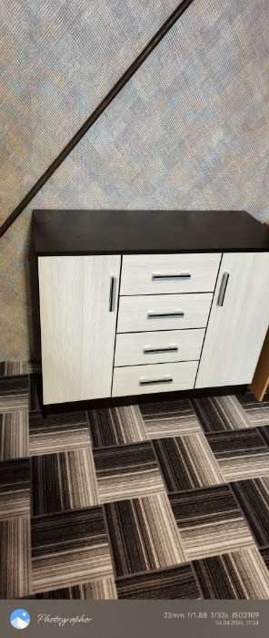 Фотография покупателя товара Комод для хранения «Эра. К1000-2Д», 4 ящика, 2 дверцы, 1000×430×830 мм, цвет венге/лоредо - Фото 7