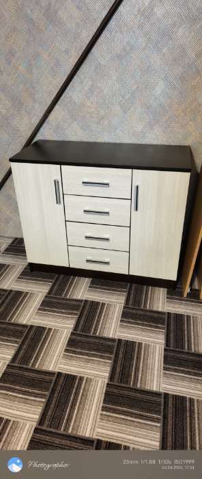 Фотография покупателя товара Комод для хранения «Эра. К1000-2Д», 4 ящика, 2 дверцы, 1000×430×830 мм, цвет венге/лоредо - Фото 8