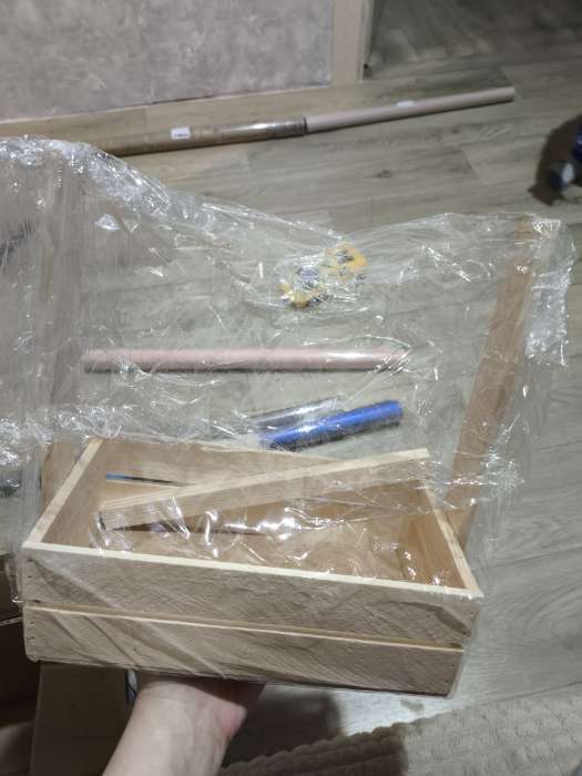 Фотография покупателя товара Подарочный ящик, 27×14×24.5 см, деревянный, с ручкой - Фото 1