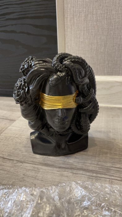 Фотография покупателя товара Кашпо - органайзер "Горгона Медуза" черная с золотом, 13х16х11см
