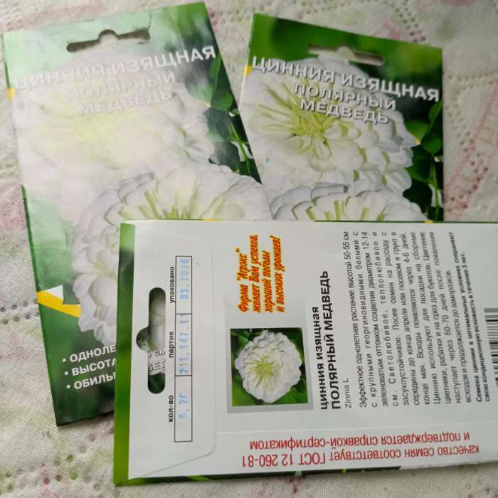 Фотография покупателя товара Семена цветов Цинния "Полярный медведь", 0,2-0,3 г - Фото 1