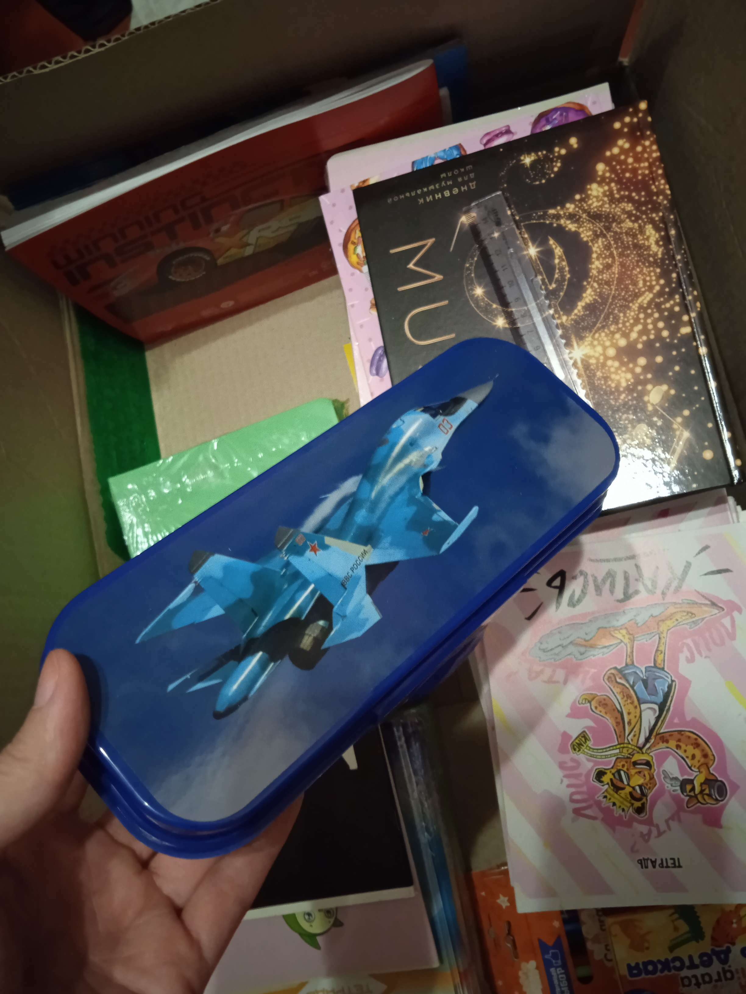 Фотография покупателя товара Пенал-футляр Стамм "Самолет", 90 х 217 х 43 мм, пластиковый, синий