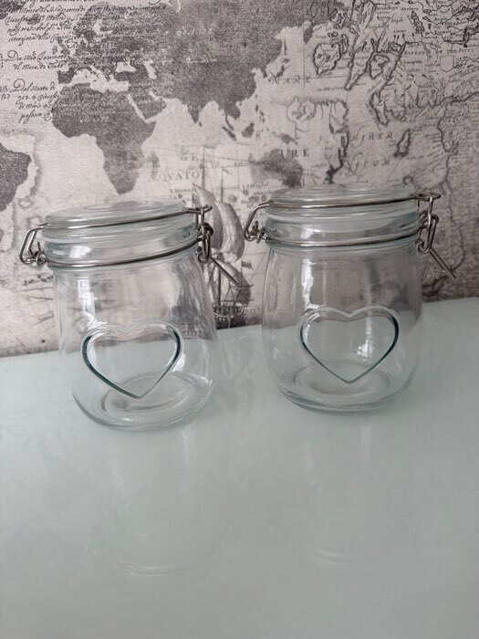 Фотография покупателя товара Банка для сыпучих Доляна «Сердце», 850 мл, 11×14 см, с бугельным замком, стекло, прозрачная - Фото 1