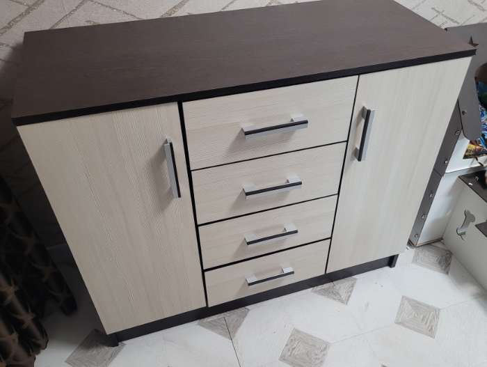 Фотография покупателя товара Комод для хранения «Эра. К1000-2Д», 4 ящика, 2 дверцы, 1000×430×830 мм, цвет венге/лоредо - Фото 2