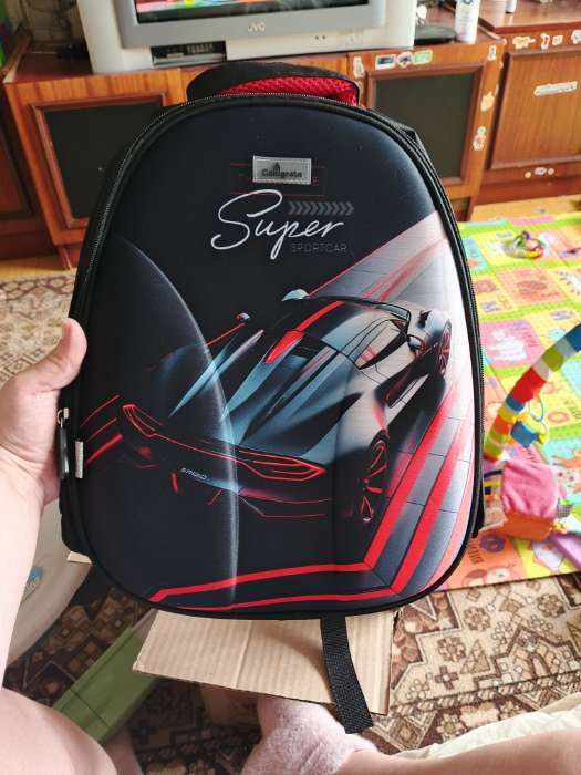 Фотография покупателя товара Рюкзак каркасный школьный Calligrata «Чёрный стиль», 39×30×14 см - Фото 1