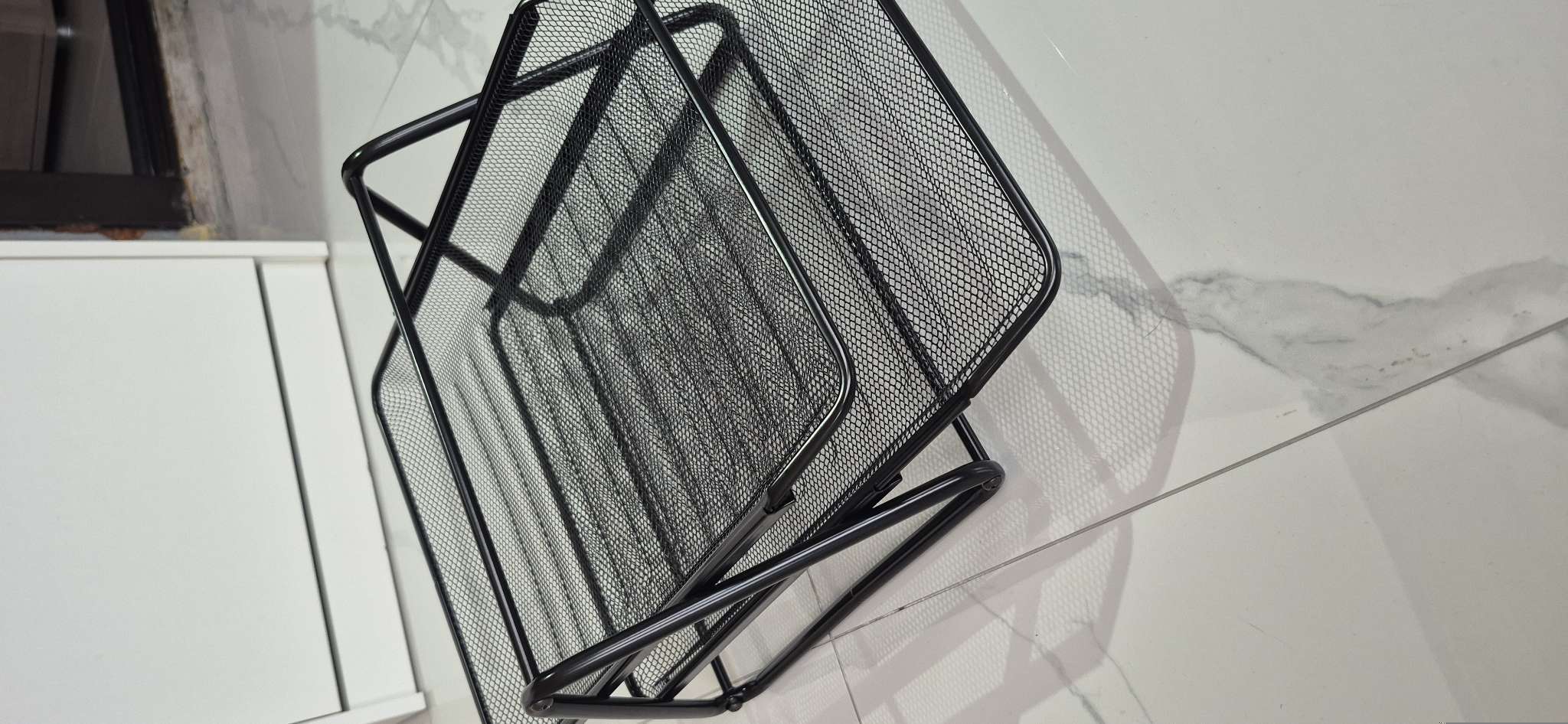 Фотография покупателя товара Лоток для бумаг горизонтальный, металлическая сетка, 2 отделения, чёрный - Фото 1