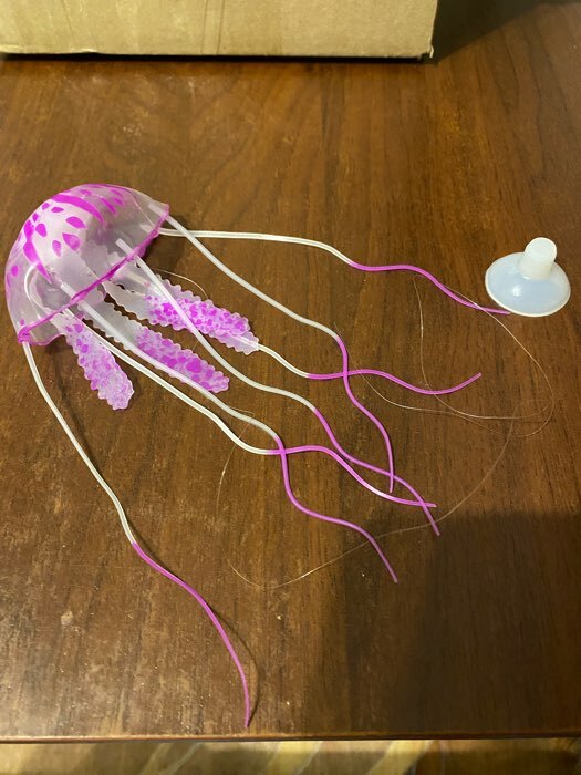 Фотография покупателя товара Декор для аквариума "Медуза" силиконовая, флуоресцентная, 5 х 5 х 15 см, фиолетовая - Фото 9