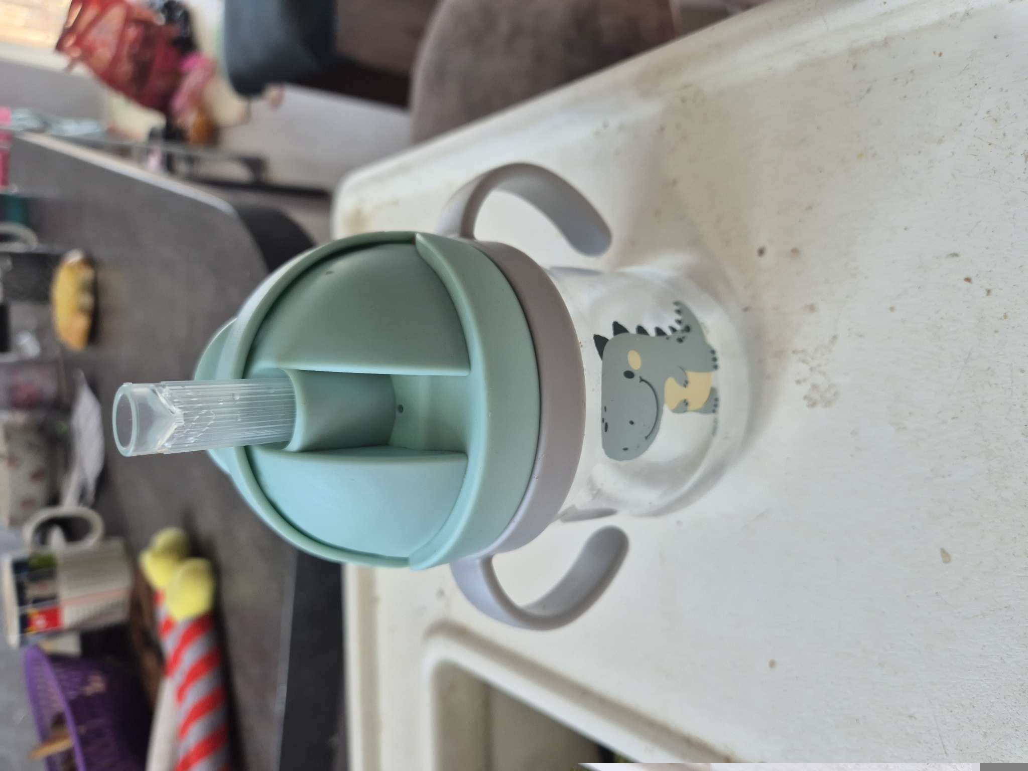 Фотография покупателя товара Поильник - непроливайка детский Крошка Я с силиконовой трубочкой и грузиком, от 9 мес., 250 мл., с ручками, бирюзовый - Фото 1