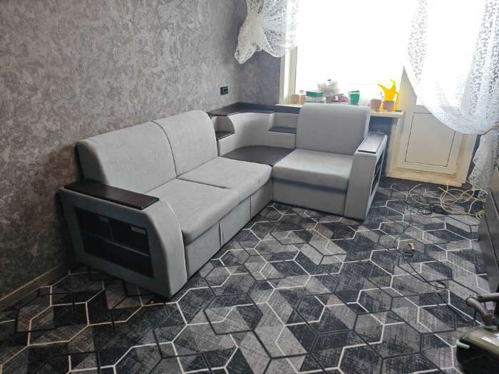 Фотография покупателя товара Диван угловой «Фараон», универсальный, дельфин, велюр, цвет селфи 15/вставка астор 536 - Фото 1