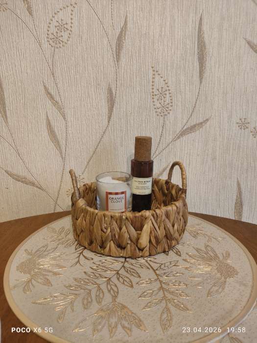 Фотография покупателя товара Салфетки сервировочные на стол Доляна «Ботаника», 2 шт., d=38 см, бежевые - Фото 1