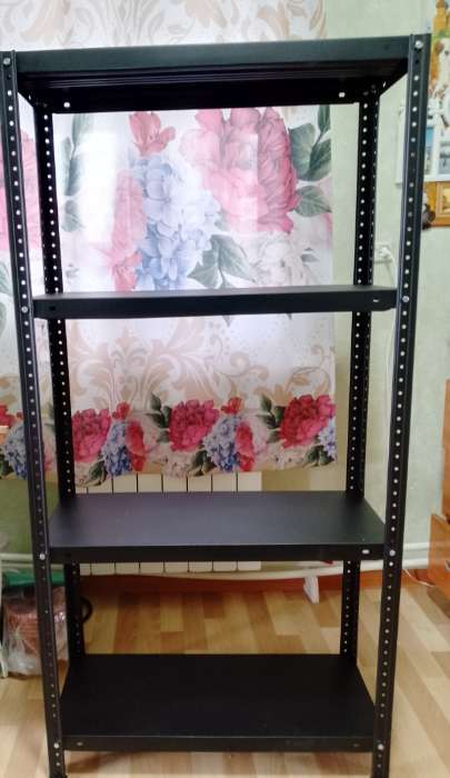 Фотография покупателя товара Стеллаж металлический для склада, 4 полки, дерево, 150×75×30 см, чёрный - Фото 1