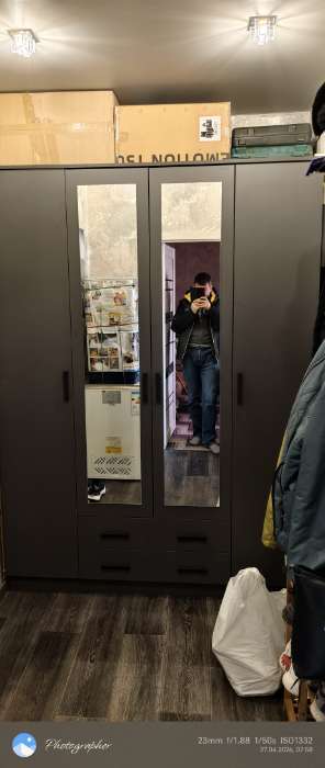 Фотография покупателя товара Шкаф прямой четырёхстворчатый «Квадро», 1600×487×2200 мм, цвет белый - Фото 1