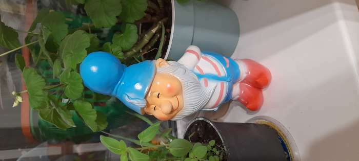 Фотография покупателя товара Садовая фигура "Гномик улыбашкин" 25х12х10см - Фото 1