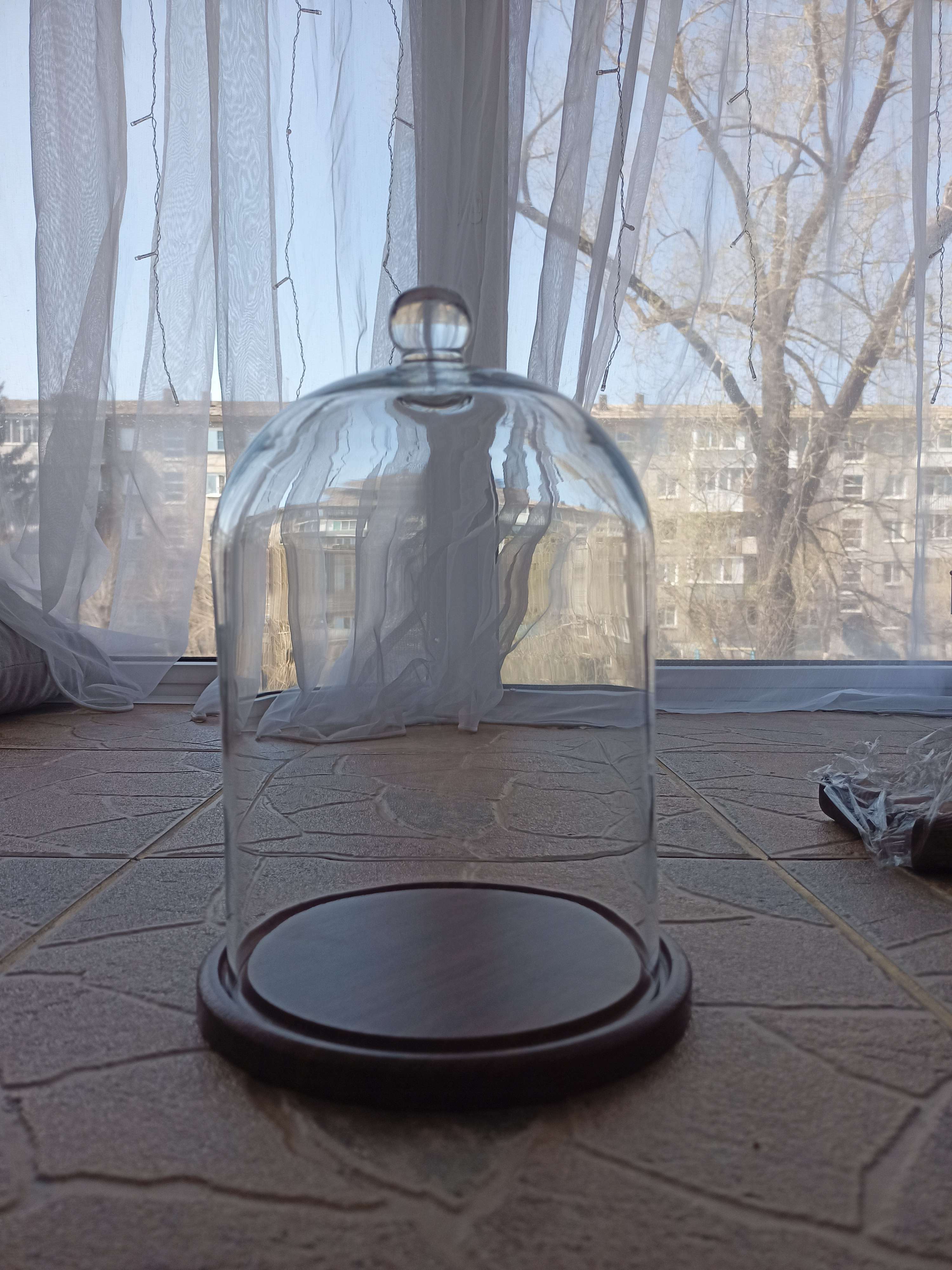 Фотография покупателя товара Стеклянный купол-клош с шариком на подставке "Родрик", 24х15 см, стекло, коричневый - Фото 1