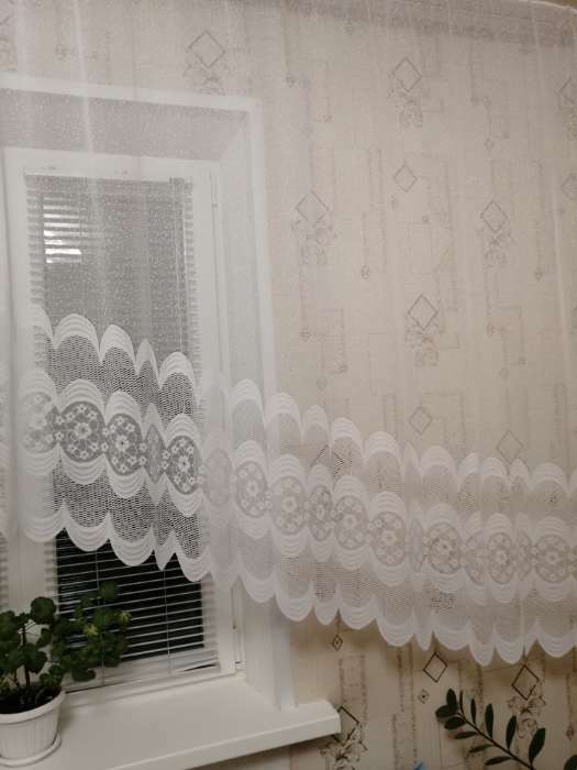 Фотография покупателя товара Тюль на кухню со шторной лентой, 420х165 см, цвет белый, 100% полиэстер - Фото 5