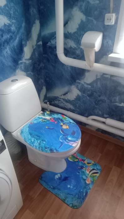 Фотография покупателя товара Набор ковриков для ванной и туалета Доляна «Дельфин», 3 шт: 35×39, 40×50, 45×75 см - Фото 1