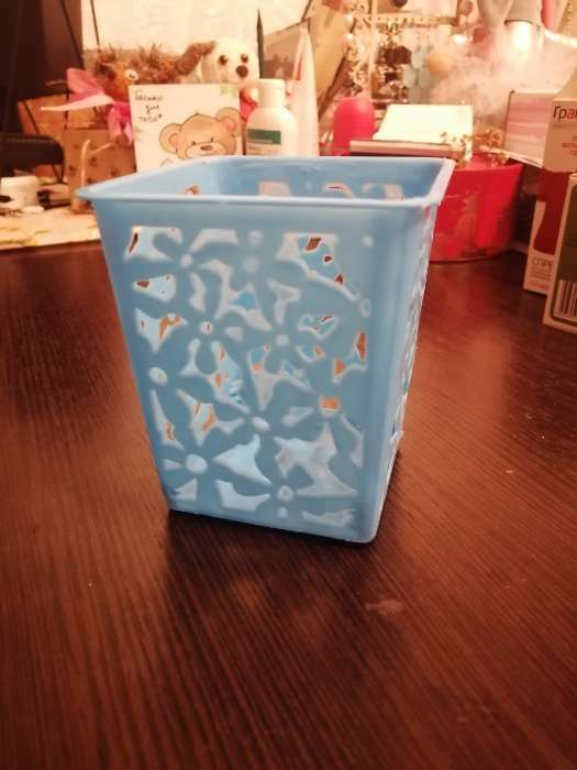 Фотография покупателя товара Корзина пластиковая для хранения «Цветы», 9×9×10 см, цвет МИКС