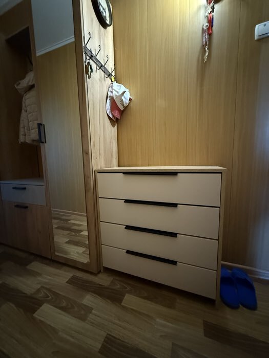 Фотография покупателя товара Комод для хранения, 4 ящика, 750×333×750 мм, цвет кашемир/дуб - Фото 4