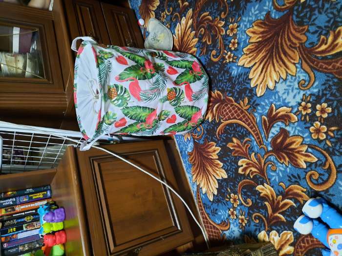 Фотография покупателя товара Корзина бельевая текстильная «Фламинго», 35×45 см, с затяжкой - Фото 1